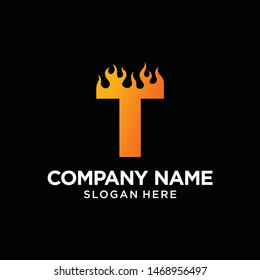 T Letter Flame Logo Design Template Inspiration