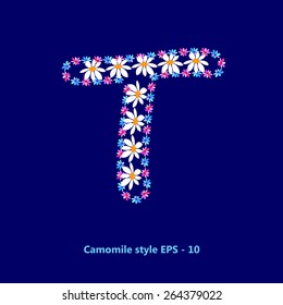 T letter flower for your design