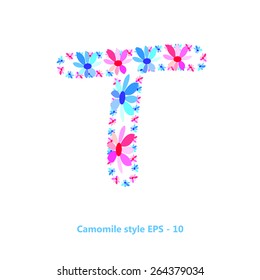 T letter flower for your design 