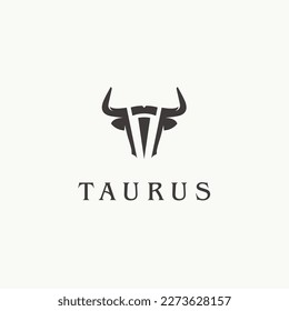 T letter font bull cow taurus logo design icon vector