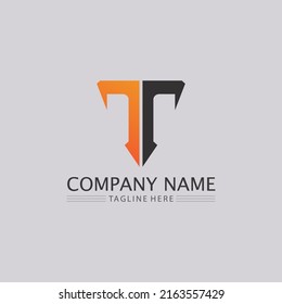 Letra T y tipo de letra T logo vectorial diseño del alfabeto y icono T