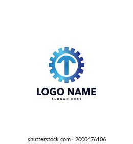 t letter gear logo design
