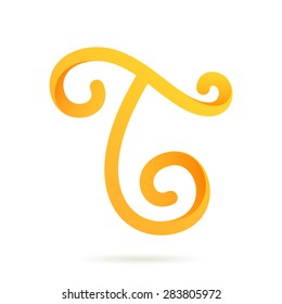 T letter gold or honey flowing vector logo, icon design template element