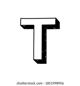 T handgezeichnetes Zeichen. Vektorgrafik eines großen englischen Briefes S. Handgezeichneter römischer Alphabet-Buchstabe T typografisches Symbol. Kann als Logo, Symbol verwendet werden