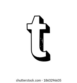 T letter hand-drawn symbol. Vector illustration of a small English letter t. Hand-drawn black and white  Roman alphabet letter t typographic symbol. Can be used as a logo, icon