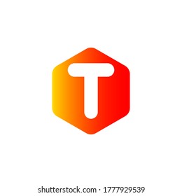 T letter hexagon logo design.T letter logo.Hexagon gradient logo