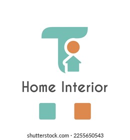 T Letter With Home House Icon for Home Interior, Architecture, Furniture Business Logo Idea Template