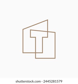 t Carta Casa Monograma Hipoteca del hogar arquitecto logo Vector icono ilustración