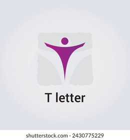T Letter Icon Design Single Isolated Logo Design Brand Identidad corporativa Varios colores Plantilla editable Vector Monograma Ilustración de emblema Branding en fondo de degradado claro