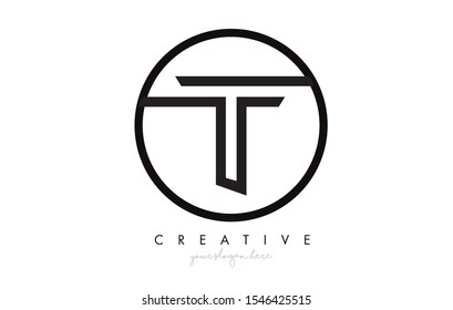 T Letter Icon Logo Design With Monogram Creative Look. Letter Circle Line Design Vector Illustration.