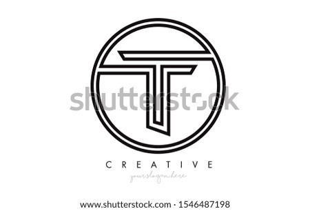T Letter Icon Logo Design With Monogram Creative Look. Letter Circle Line Design Vector Illustration.