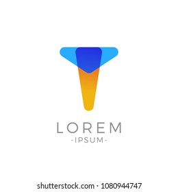 T Letter Initial logo. Abstract Modern duo tone typography vector design template