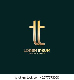 T Letter Initial Logo Luxury Gold Color