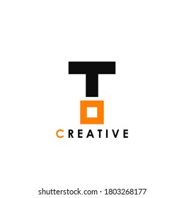 T letter initial with square shape logo template design for business identity