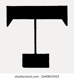 T letter Italian print font, isolated vector element.