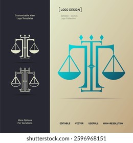 T letter Law firm logo. scale of justice icon. Corporate lawyer symbol. Gradient Luxury Modern attorney business sign. Legal advocate emblem. Vector illustration.