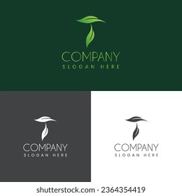 t letter with leaf creative logo design vector stock illustration
