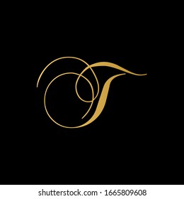 T letter logo with black background.The gold letter icon.Gold letter icon design.