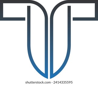 T Letter Logo. Blue and Green Color. - Vector