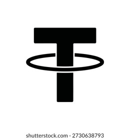 T letter logo with circle design element simple graphic symbol