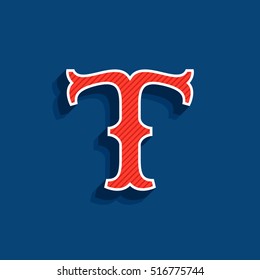 T letter logo in classic sport team style font. Typography for your posters, sportswear, club t-shirt, banner, etc.  