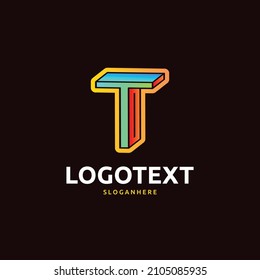 T letter logo, T colorful gradient logo, colorful abstract logo