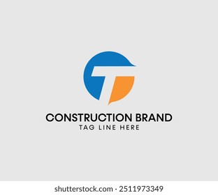 Logotipo de la letra T con la cabeza de la construcción. Es una identidad de marca 