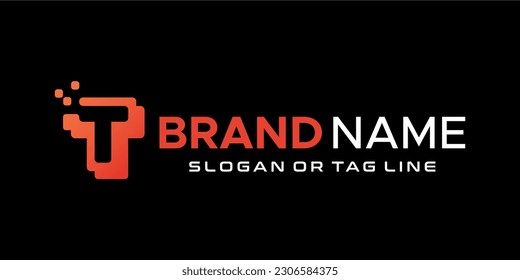 Logo de letra T con variaciones frescas