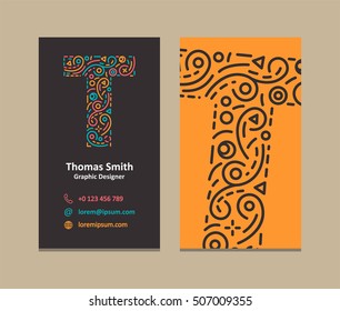 T Letter Logo Corporate Business card