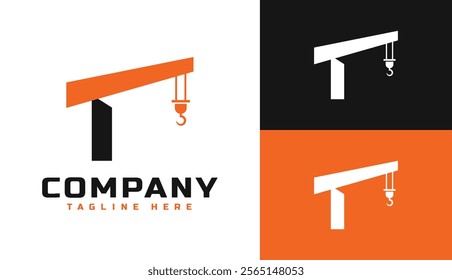T Letter Logo With Crane