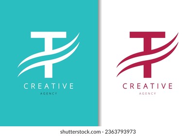 T Letter Logo Design with Background and Creative company logo. Modern Lettering Fashion Design. Vector illustration