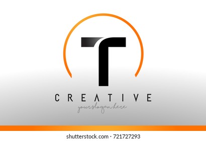 T Letter Logo Design with Black Orange Color. Cool Modern Icon Letters Logo Vector.