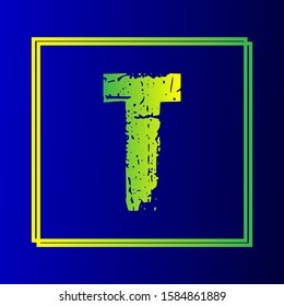 T letter logo design in blue background.