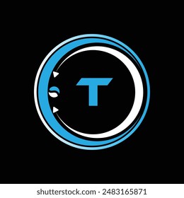 T letter logo design with a circle shape T Logo design. T letter logo creative design. T unique design.