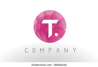 T Letter Logo Design with Circular Purple Rounded Pattern. 