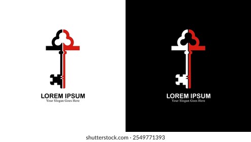 T letter logo design combined with a key