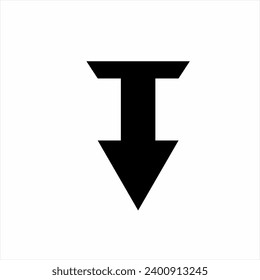 T Buchstaben Logo Design mit nach unten gerichteten Pfeil.