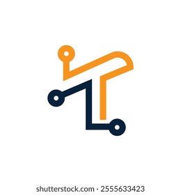 T letter logo design for tech brand, Letter T it company logo, Letter T tech logos,  Trademark Brand icon, It company logo, communication icon, Abstract Initial Letter I and T