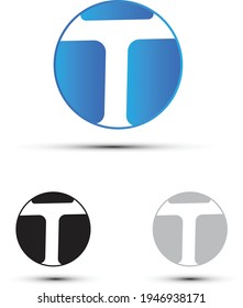 Plantilla de diseño de logotipo de letra T en círculo
