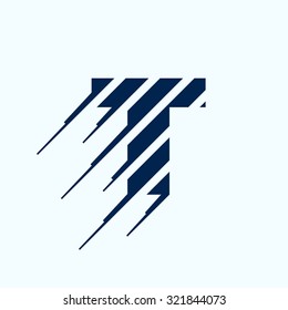 T letter logo design template. Fast speed vector unusual letter. Vector design template elements for your application or corporate identity.