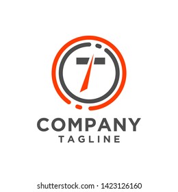 T Letter logo design vector icon with circle line. Minimalist style for business or finance brand company. Eps 10