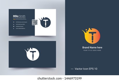 T Letter logo design vector element with Business card