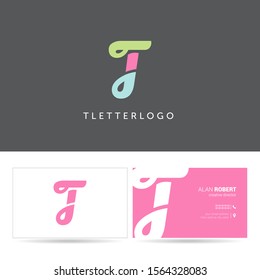 T letter logo design vector with Business card template