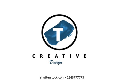 T letter logo design watercolor trendy vector on white background