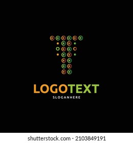 Logo de la letra T, logotipo de estilo punteado T, logotipo colorido de T