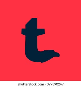 T letter logo with eagle. Font style, vector design template elements for your sport application or corporate identity.
