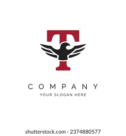 T Letter Logo, Eagle wings logo, Falcon Logo Template vector illustration design Icon Symbol. Alphabet T with Eagle symbol