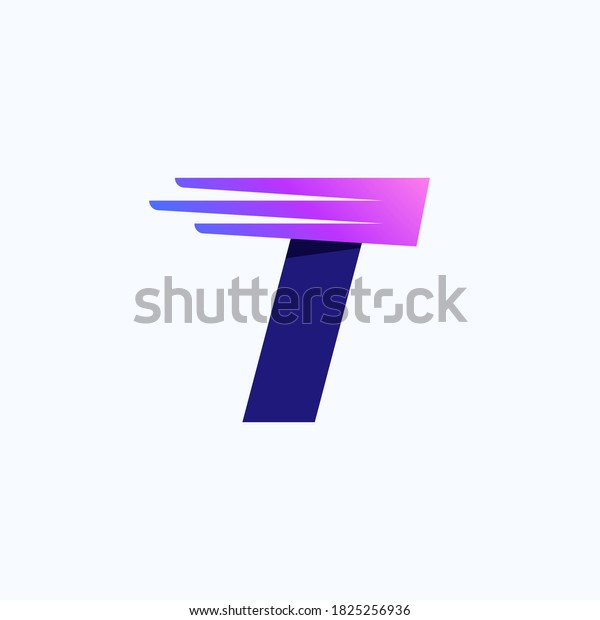 T\
letter logo with fast speed lines or wings. Corporate branding\
identity design template with vivid gradient. Can be used for\
delivery ads, technology poster, sport identity,\
etc.