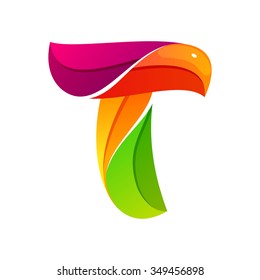 T letter logo formed by twisted lines. Font style, vector design template elements for your application or corporate identity.