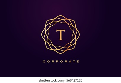 t Letter Logo. Gold Letter Design Vector with Golden Luxury Colors and Monogram Design.